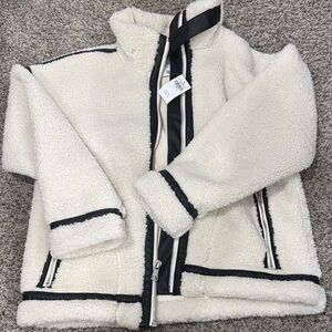 Abercrombie Cozy White womens Jacket with Black Accents